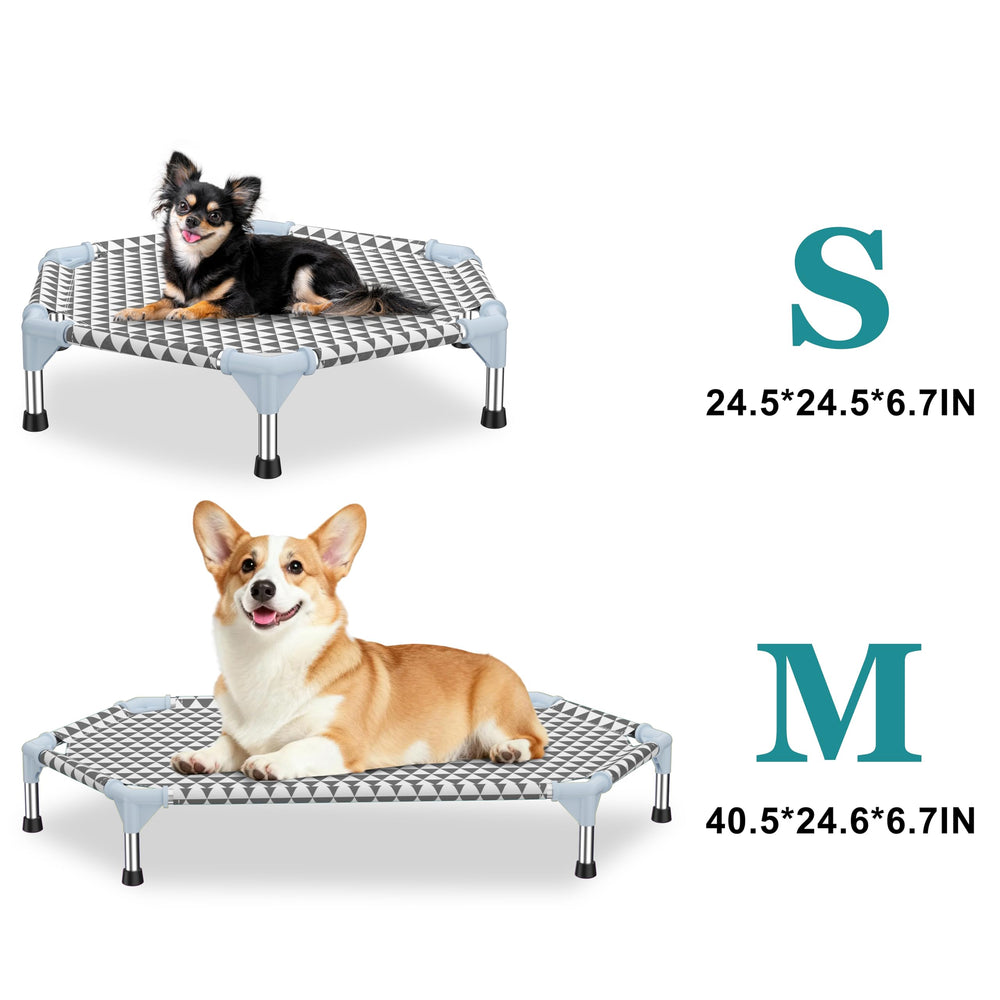 Kuntrust Elevated Outdoor Dog Bed shown with its raised construction in focus.