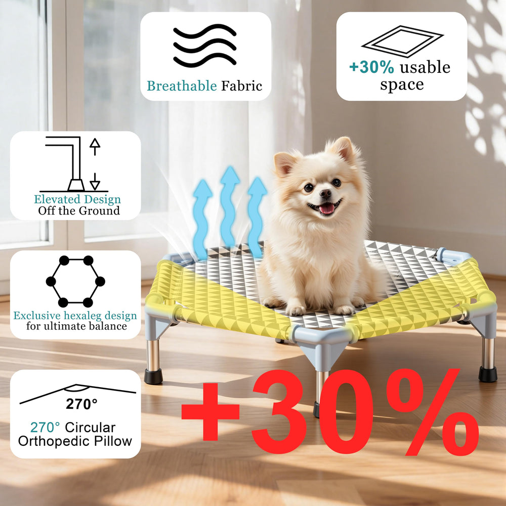 Kuntrust Elevated Outdoor Dog Bed shown in a side profile.