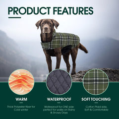 Kuoser dog coat showing its solid-colored waterproof side.