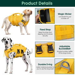 Kuoser dog life jacket close-up of the sturdy rescue handle.