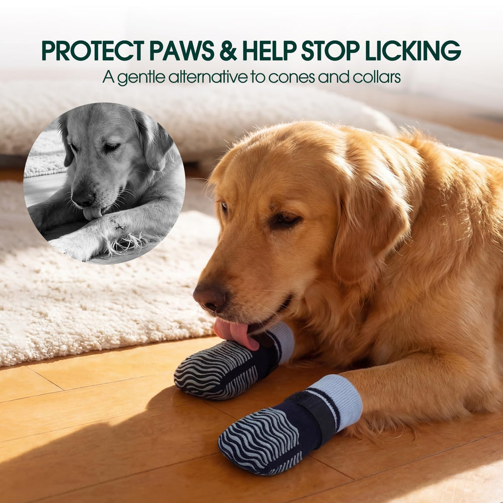 Kuoser dog socks showing the long-length shape and ankle coverage.