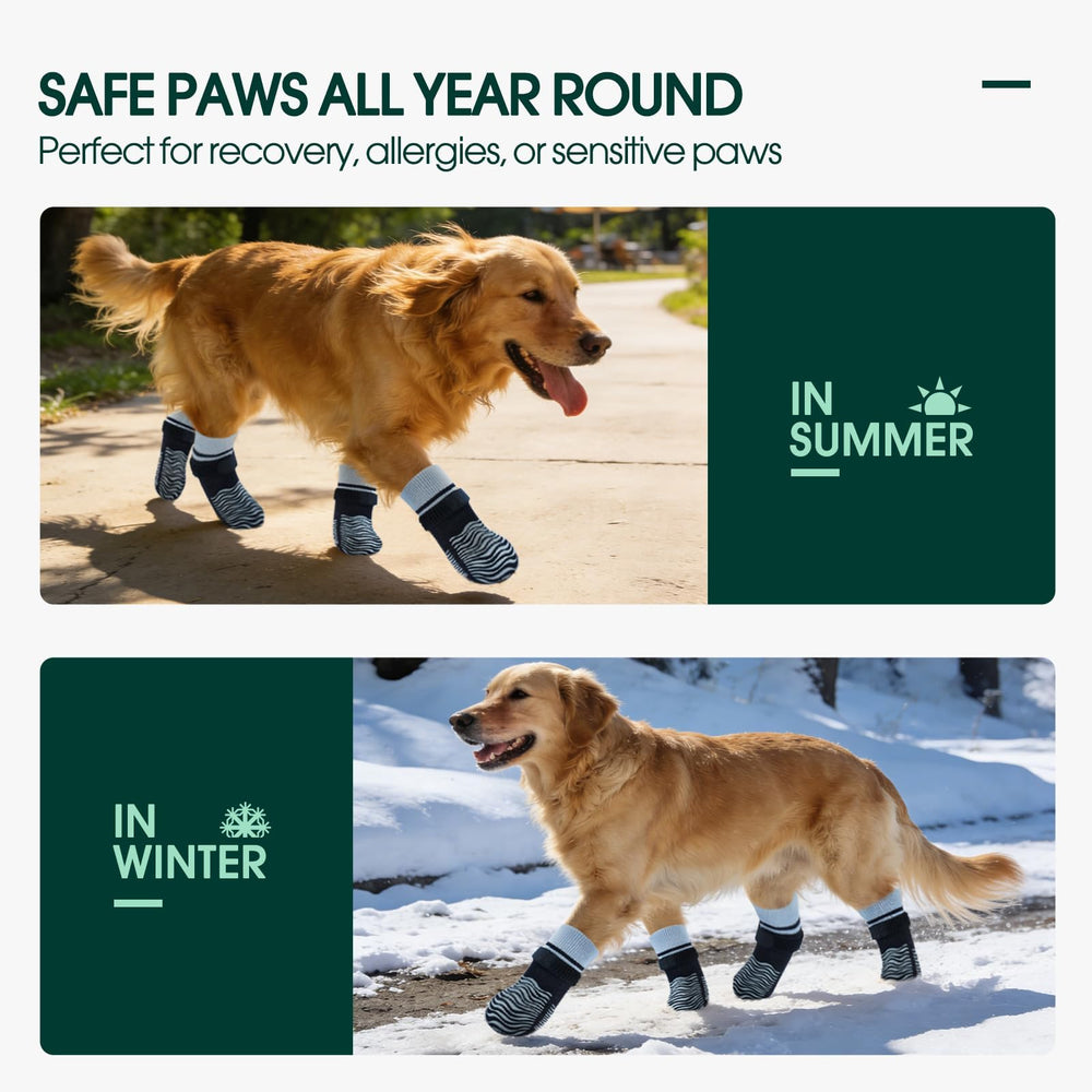 Kuoser dog socks in use on a smooth floor to show their grip design.