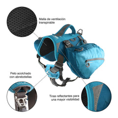 Kurgo Baxter Dog Backpack Harness saddlebag storage shown in close-up.