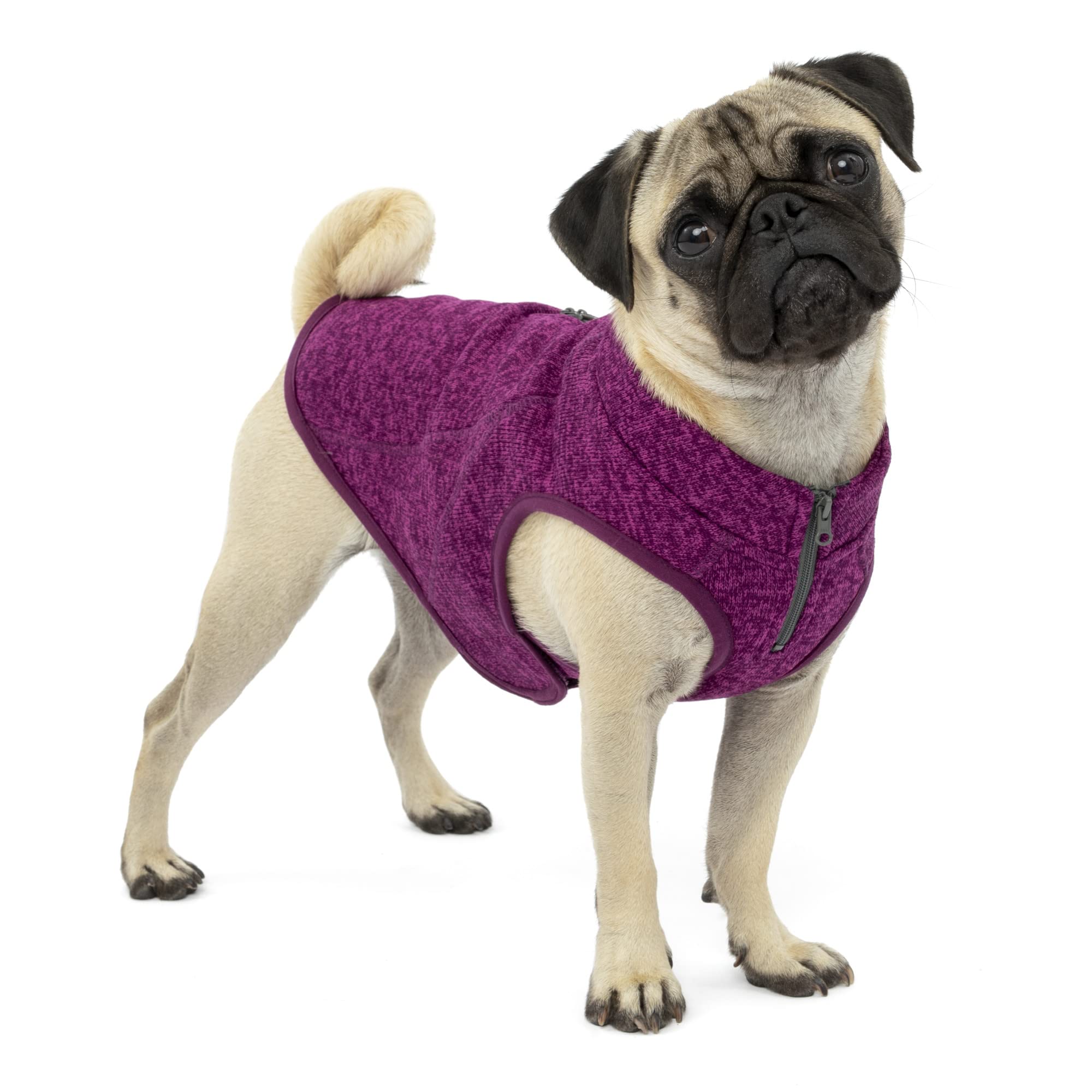 Kurgo Core Sweater shown from the front in heather violet.