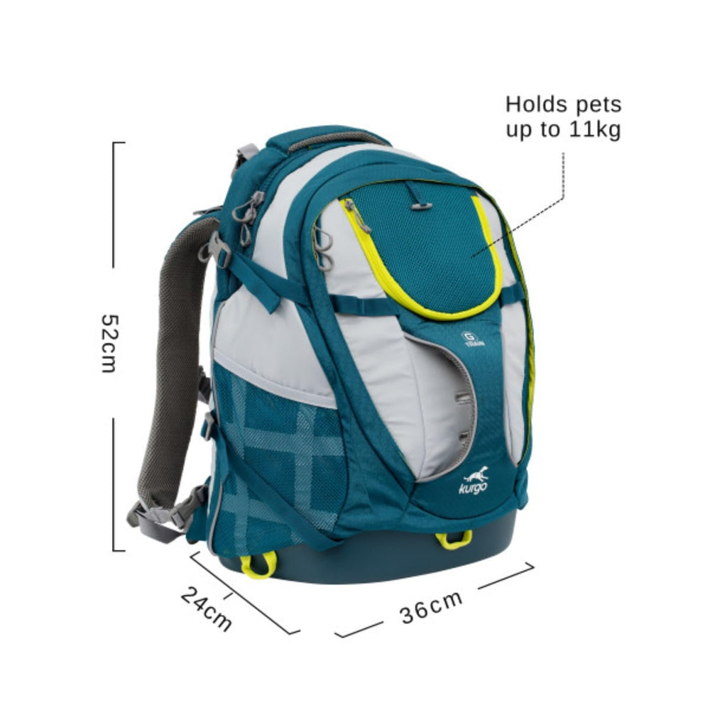 Kurgo G-Train pet carrier backpack with stowed straps and top and front grab handles.