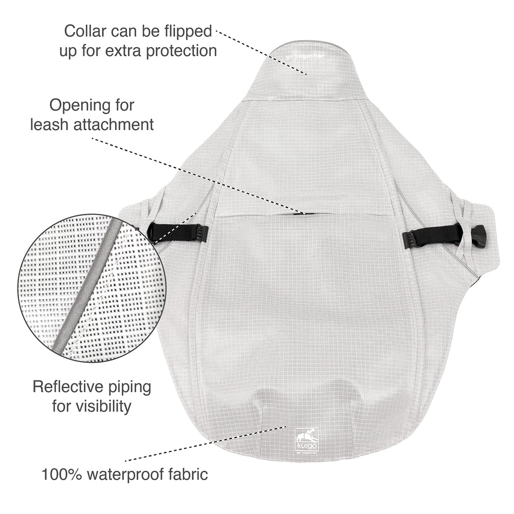 Kurgo Halifax Rain Shell detail showing reflective side piping.