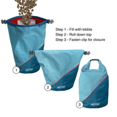Kurgo Kibble Carrier food-safe PEVA liner shown inside the bag.