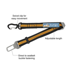 Kurgo seatbelt swivel tether carabiner shown in a close-up view.