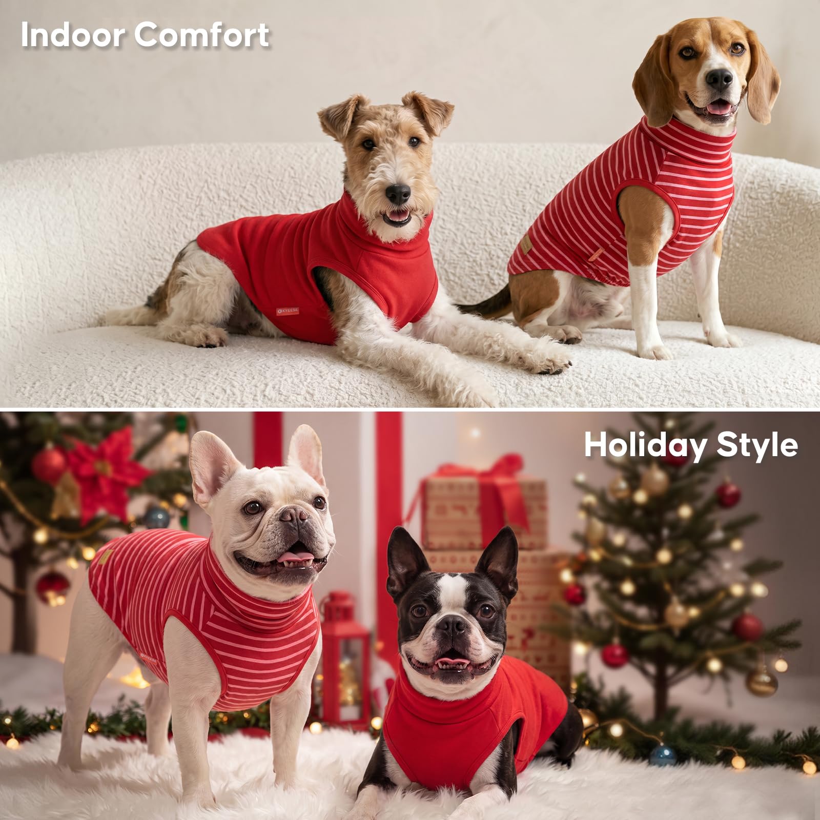 KYEESE dog coat showing its sleeveless shape for movement.