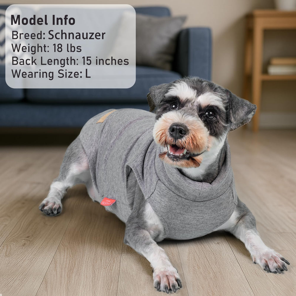 KYEESE dog sweater shown as a base layer beneath a jacket.