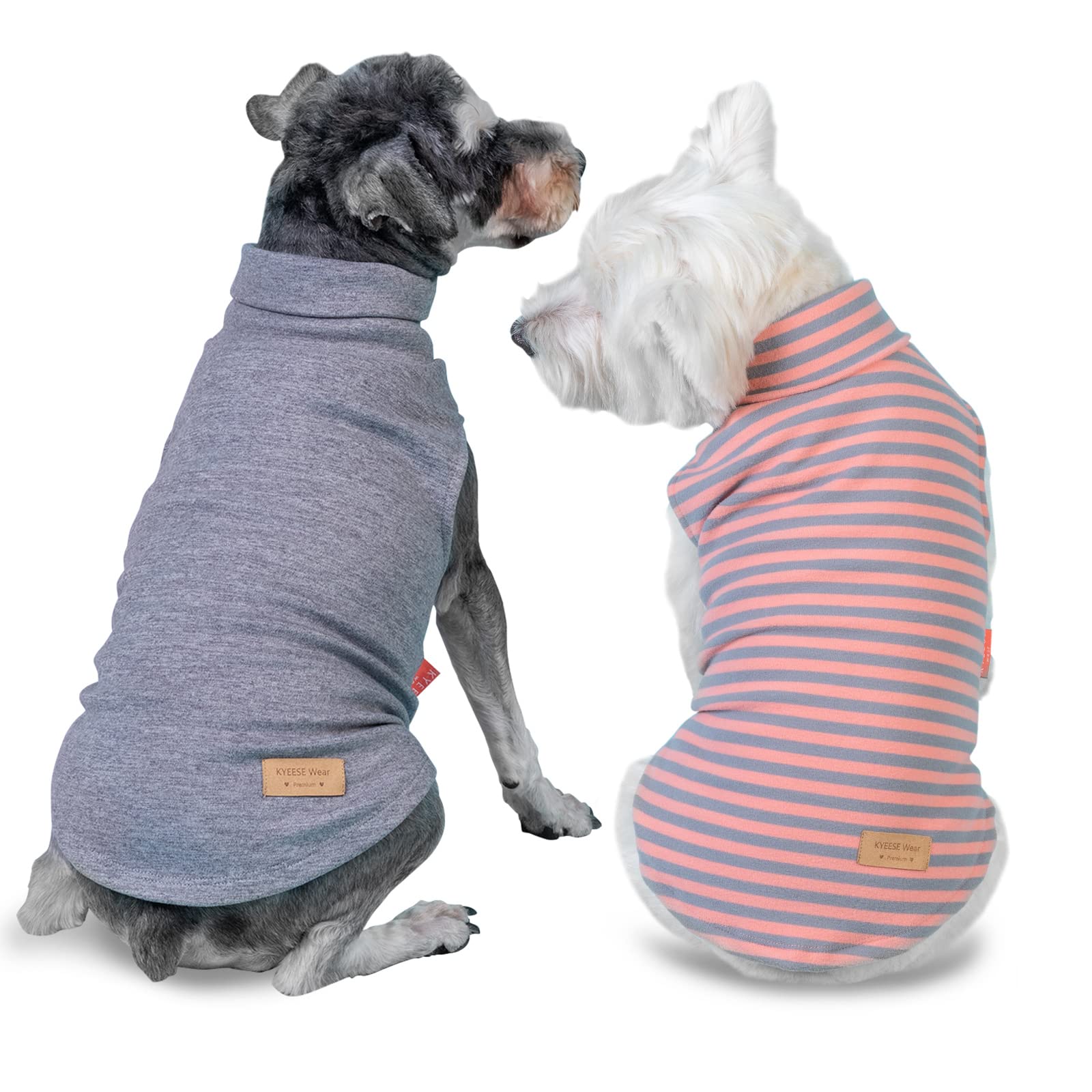 KYEESE dog sweaters shown together as a two-coat set.