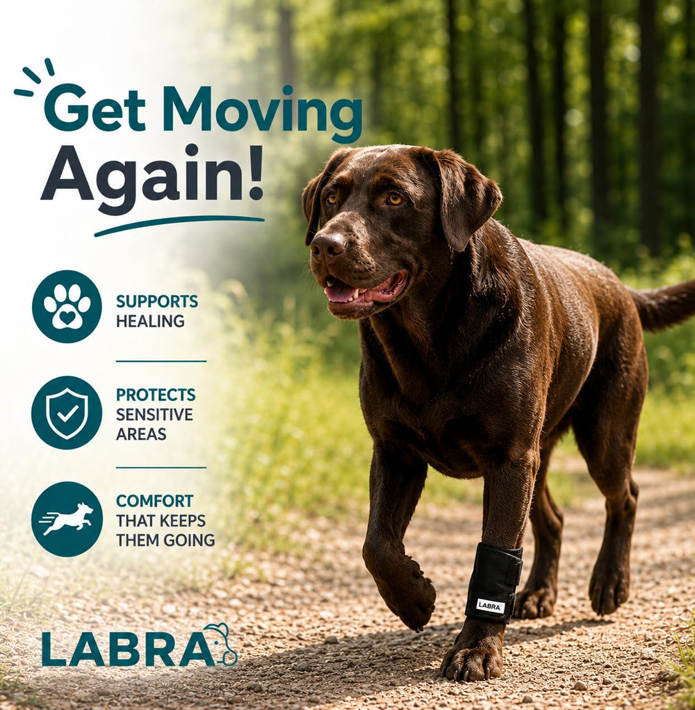 Labra Dog Front Leg Brace neoprene material shown close up.