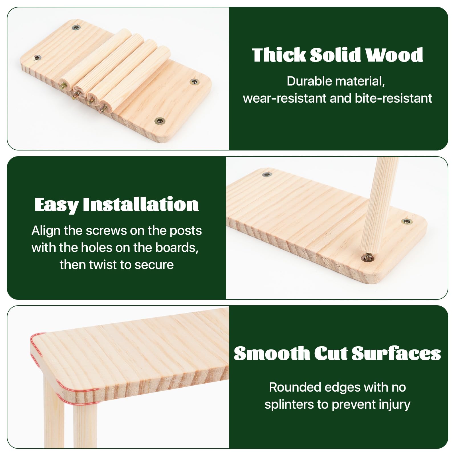 Lainballow hamster platform close-up showing its natural pine wood surface and rounded edges.