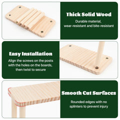 Lainballow hamster platform close-up showing its natural pine wood surface and rounded edges.