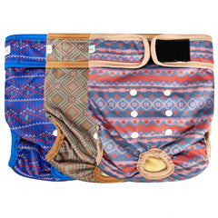 Langsprit female dog diaper shown from the front in plaid-1.