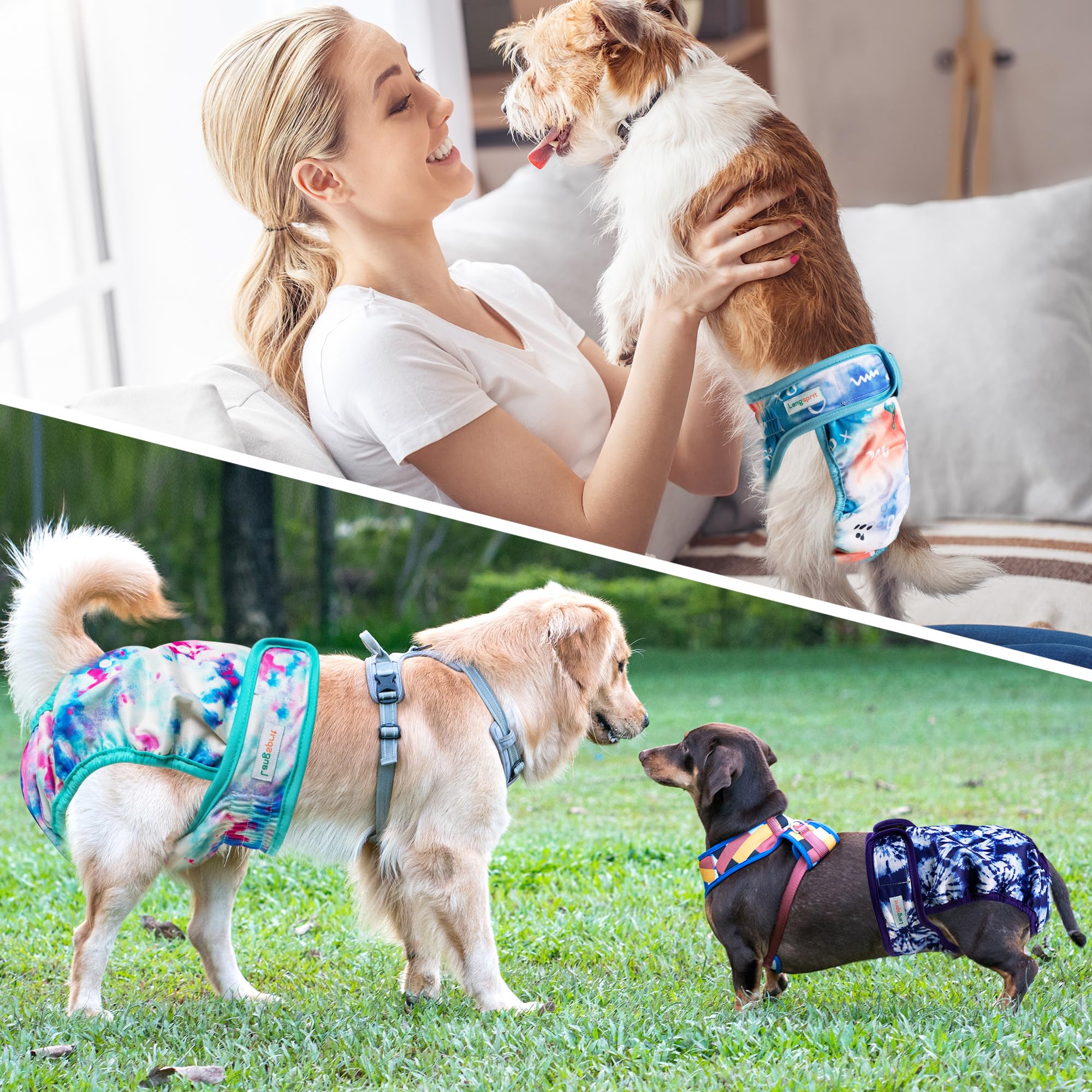 Langsprit female dog diapers showing the adjustable snap buttons at the back.