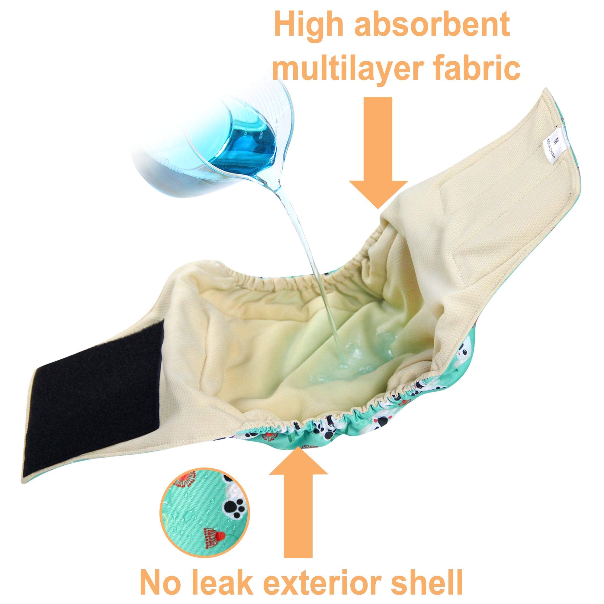 Langsprit male belly bands showing the Koala pattern fabric.