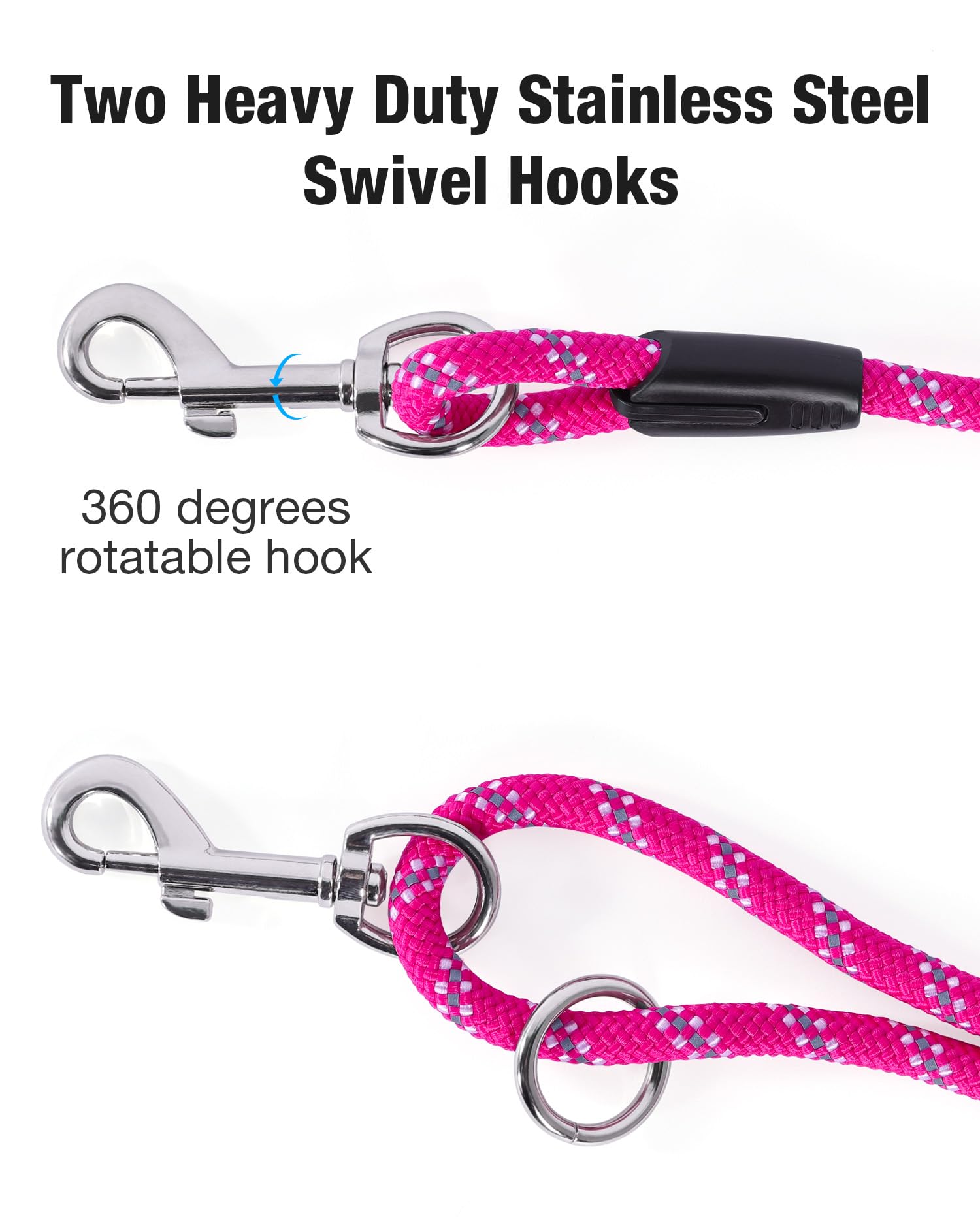 Lanwandeng long dog leash with a close-up view of its polyester rope.