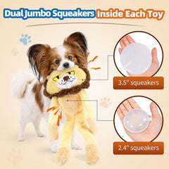 LAONOPS No Stuffing Dog Squeaky Toy in the lion design.