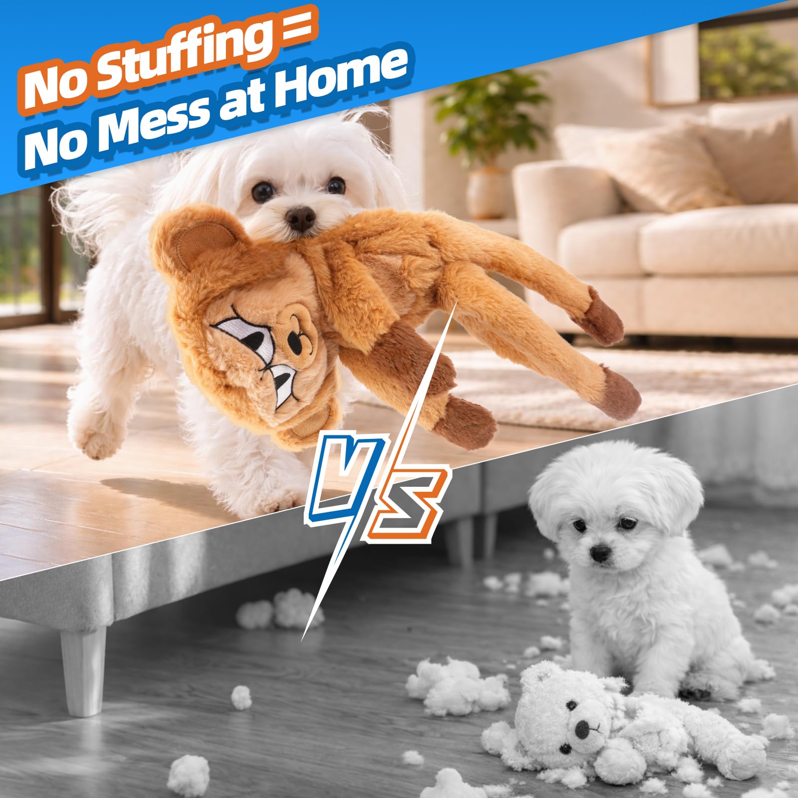 LAONOPS No Stuffing Dog Squeaky Toy in the monkey design.