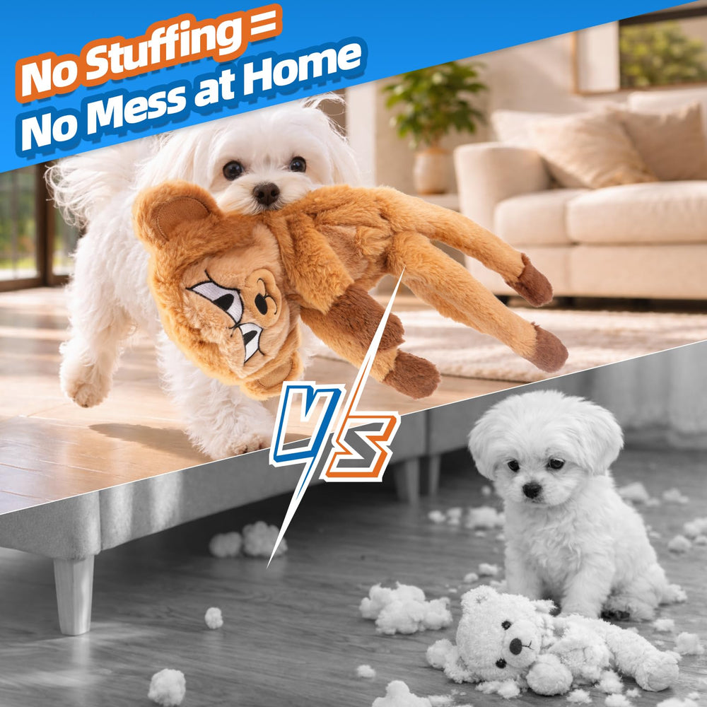 LAONOPS No Stuffing Dog Squeaky Toy in the monkey design.