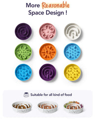 LE TAUCI PET slow feeder dog bowl with food placed inside its maze design.