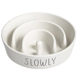 LE TAUCI PET slow feeder dog bowl shown from the front in white ceramic.