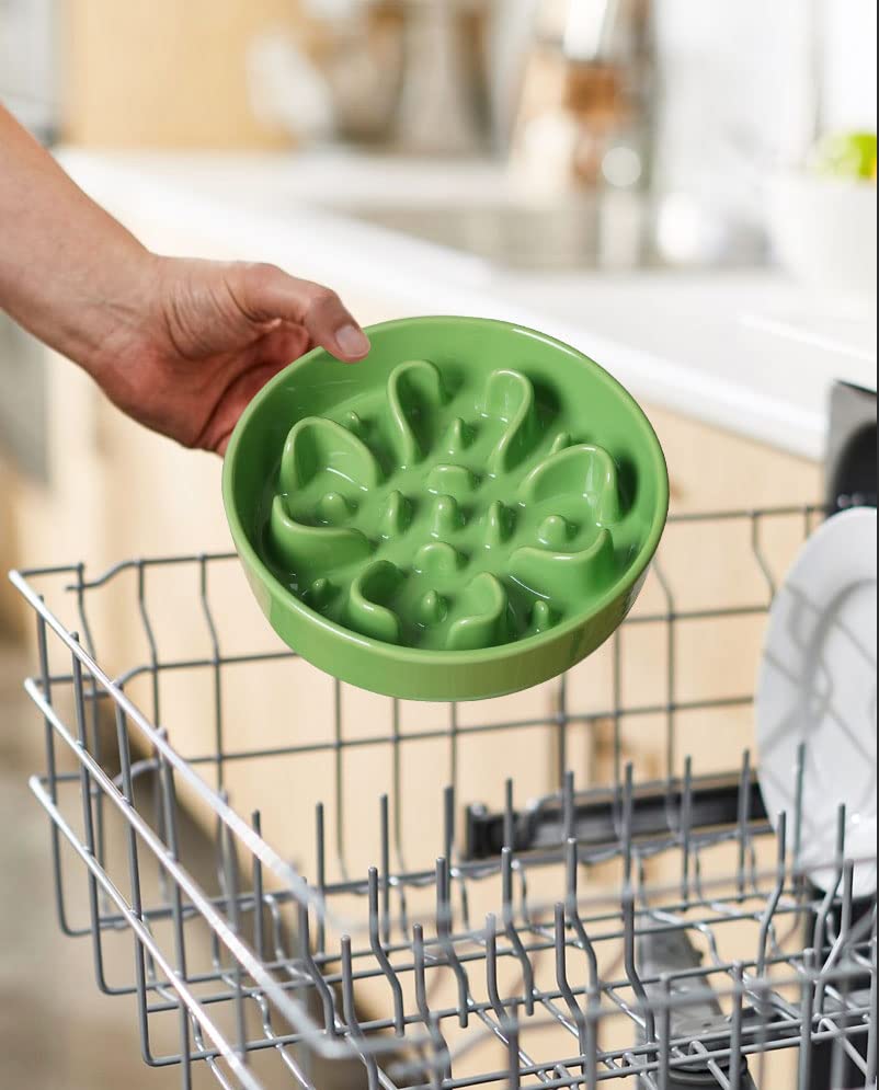 LE TAUCI ceramic slow feeder dog bowl showing its smooth ceramic surface.