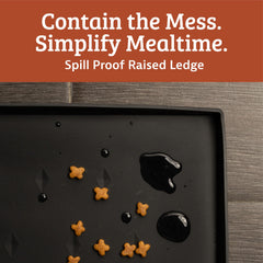 Leash Boss Dog Food Mat shown beneath a pet bowl.