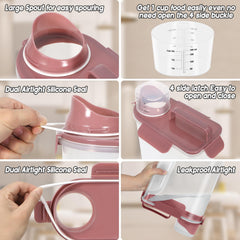 LEAWALK pet food storage container large spout for pouring dry food.