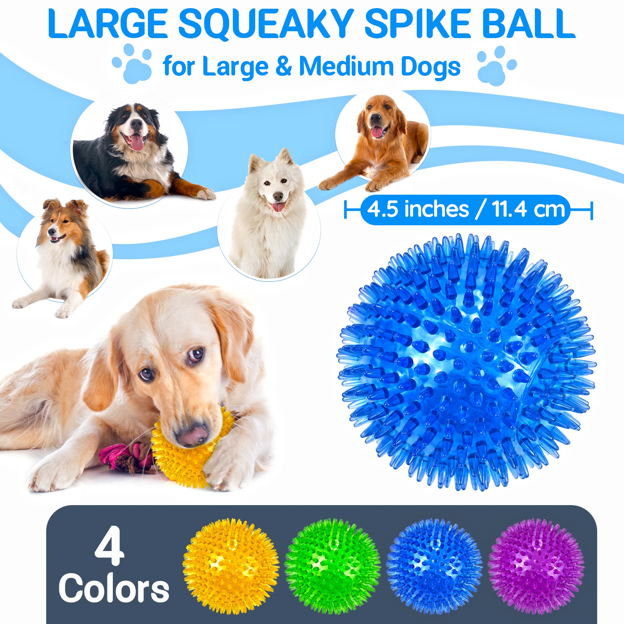LECHONG dog ball close-up showing its denser, softer spiky surface.