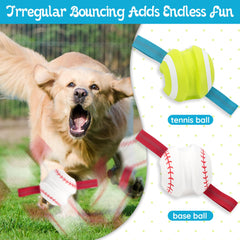 LECHONG dog ball shown with its bright tennis-ball design.