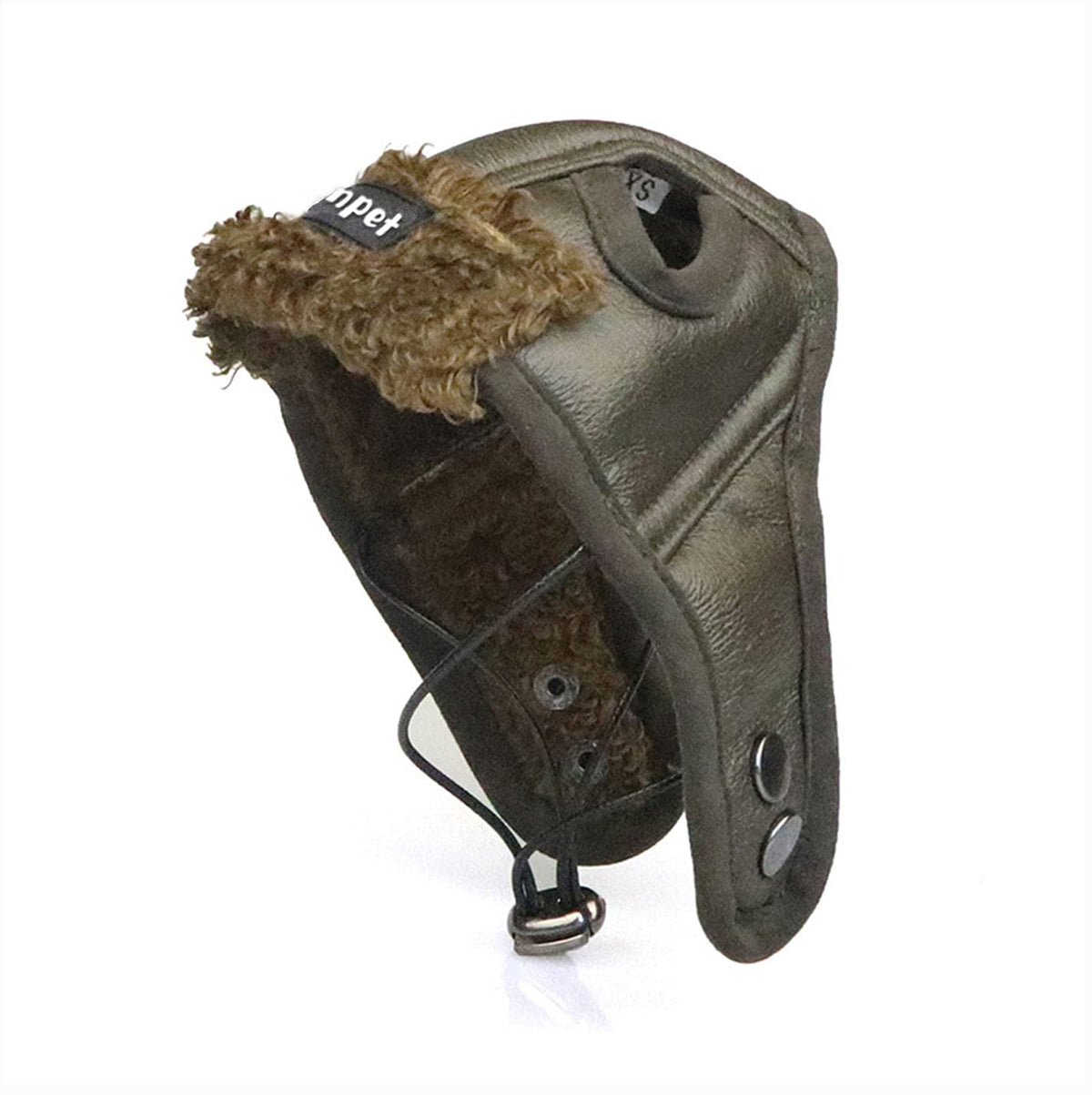 Leconpet Dog Aviator Hat shown from the front in brown.