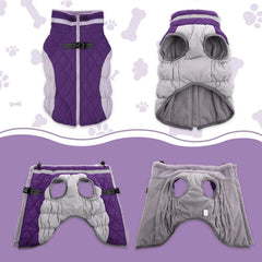 LeLePet dog coat showing the reflective strip at the neckline.