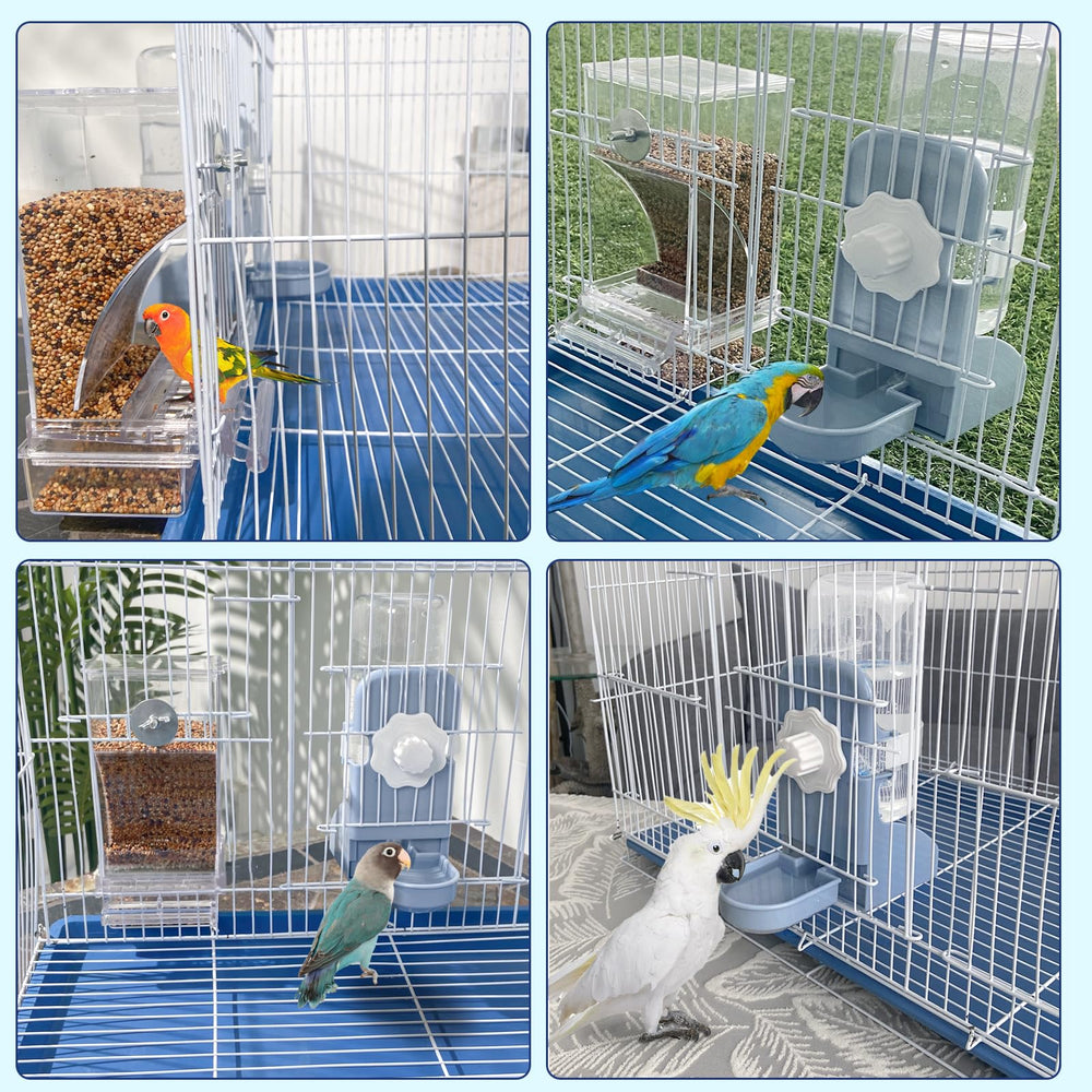 Lemtrflo bird feeder with its lower seed collection drawer visible.
