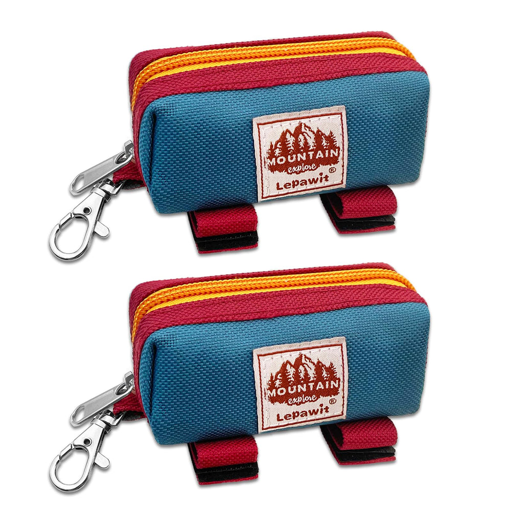 Lepawit Dog Poop Bag Holder two-pouch set shown together.