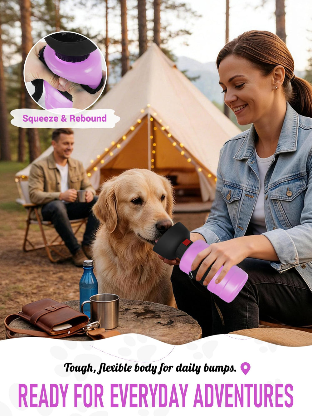 lesotc dog water bottle displaying its 28 oz capacity.
