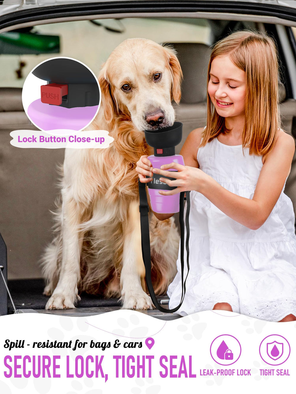 lesotc dog water bottle with the extra carabiner attached.