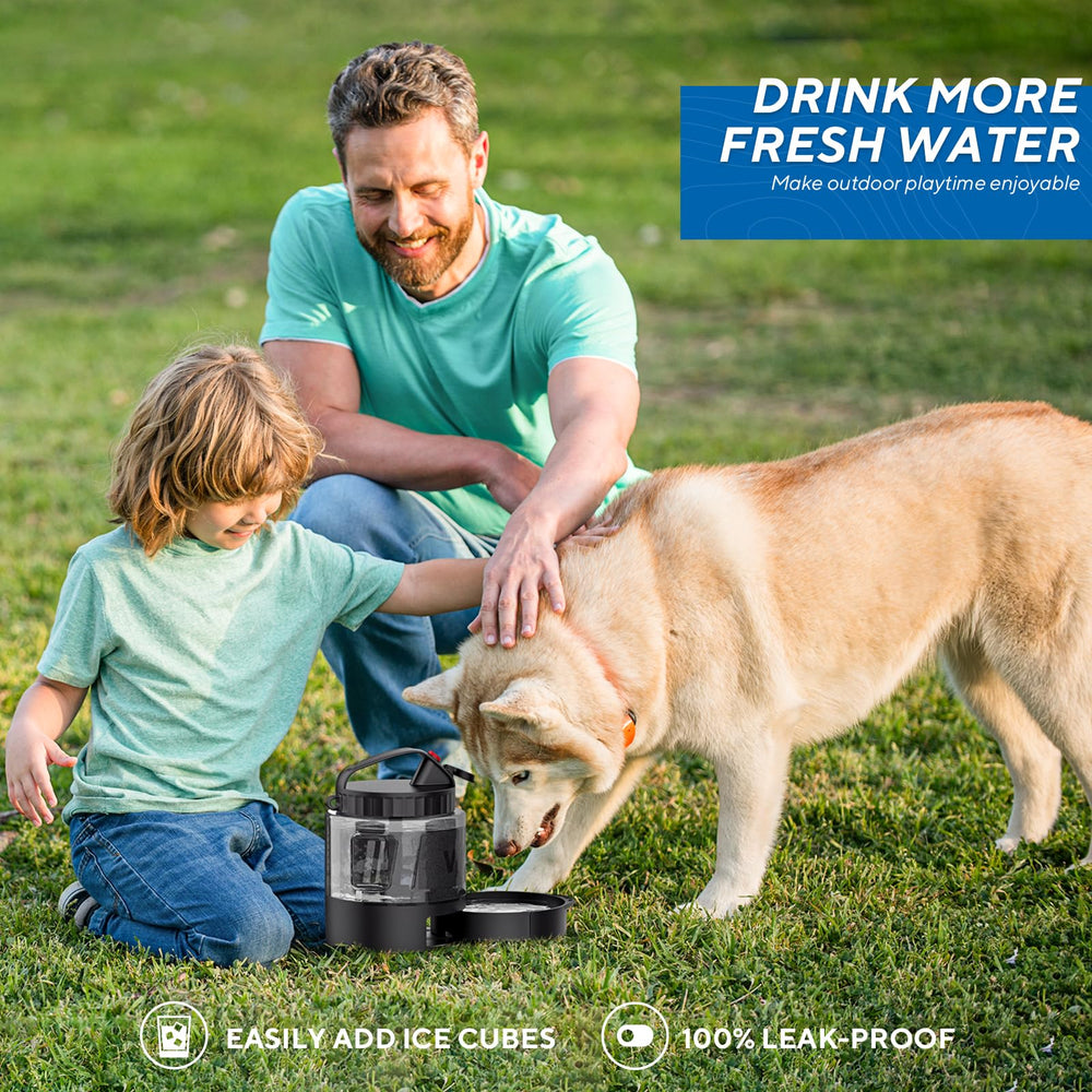 lesotc dog water bottle lid handle, wrist strap and carabiner shown together.