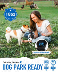 lesotc Dog Water Bottle with its fold-cap opened as a drinking bowl.