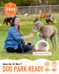 lesotc dog water bottle with the foldable bowl shown folded into the cap.
