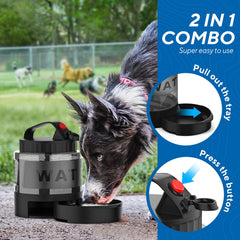 lesotc dog water bottle with its pull-out drinking bowl extended.