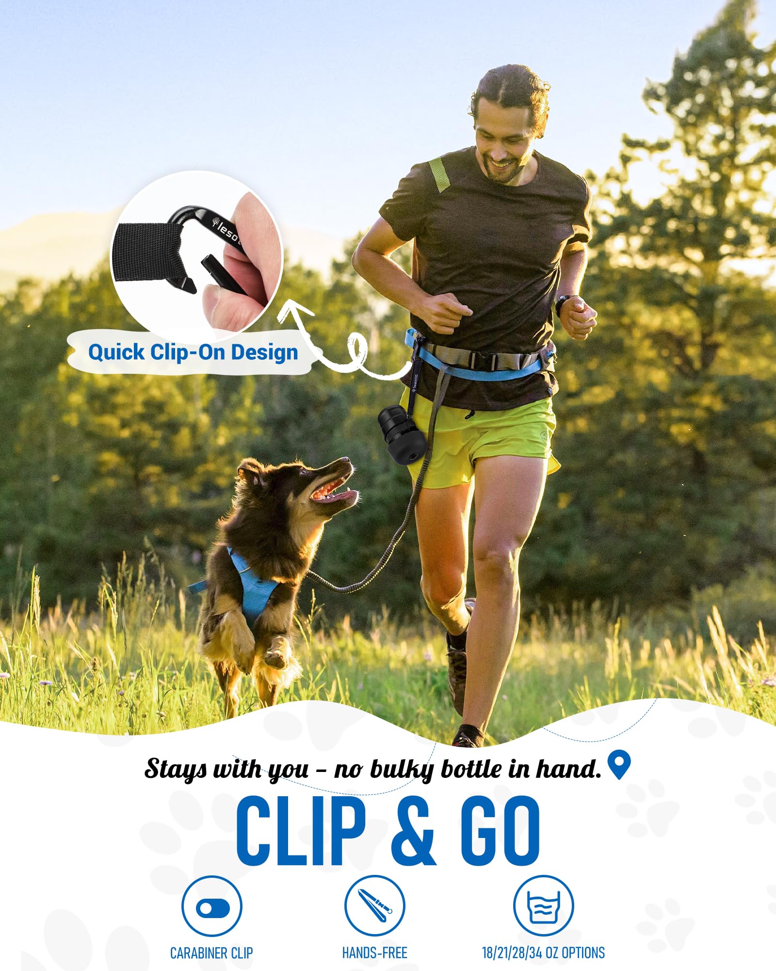 lesotc Dog Water Bottle showing the built-in water key.