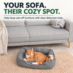 Ley's Cat Scat Mat placed on furniture to deter pet access.