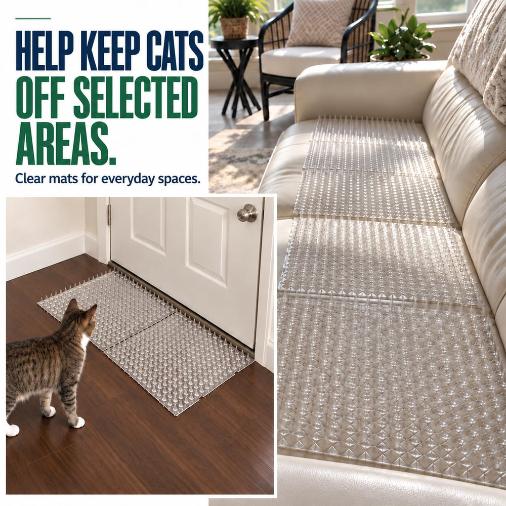 Ley's Cat Scat Mat shown with its trimmable design.