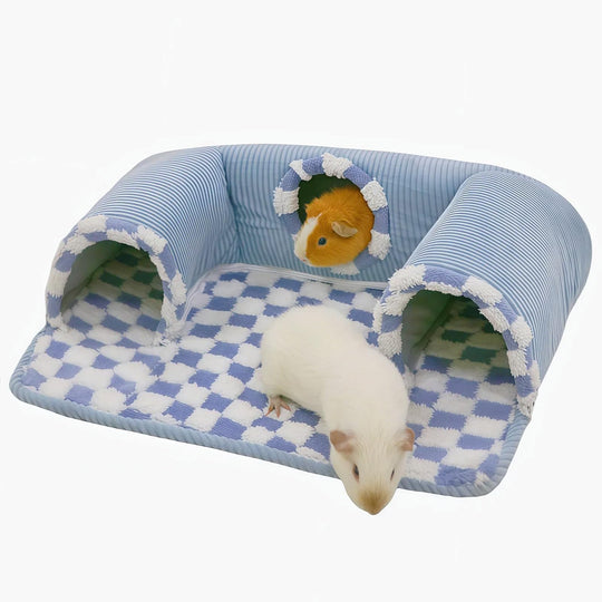 Lfokd guinea pig hideout tunnel and warm bed shown in blue from the front.