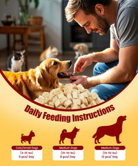LILSNOOTS freeze-dried chicken dog and cat treats crumbled over kibble as a meal topper.