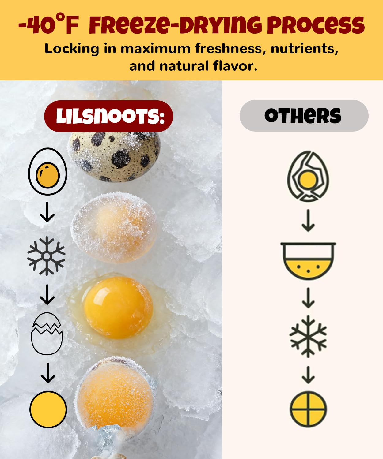 LILSNOOTS quail egg yolk cat and dog treats with the foil-sealed lid in focus.