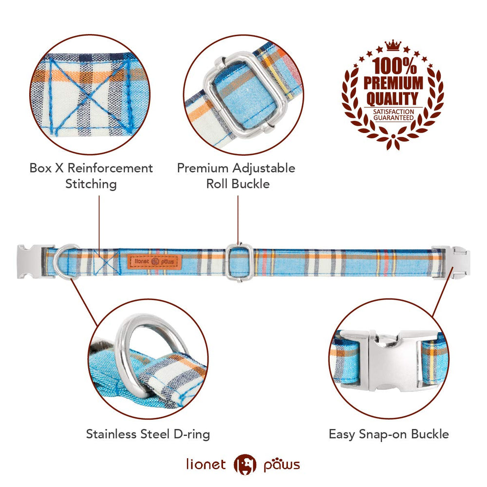 Lionet Paws dog collar shown with the detachable bowtie removed.