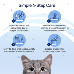 ODORBOND detail on Litter Pearls TracksLess crystal cat litter packaging